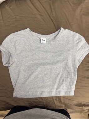 TNA Light Gray Cropped Crew Tee